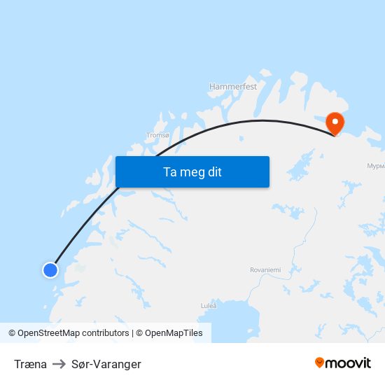 Træna to Sør-Varanger map