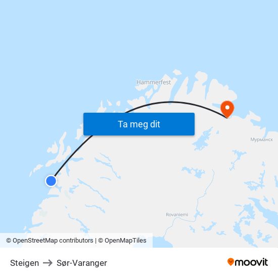 Steigen to Sør-Varanger map