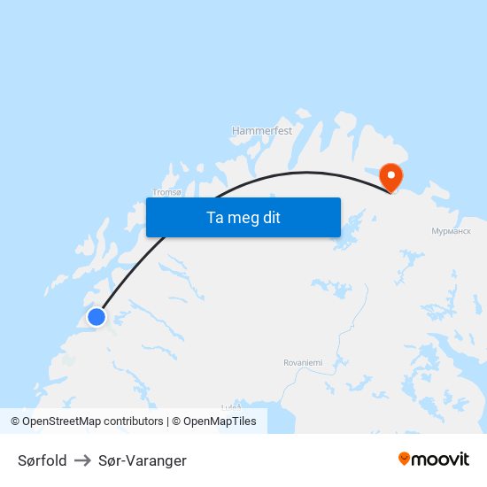 Sørfold to Sør-Varanger map