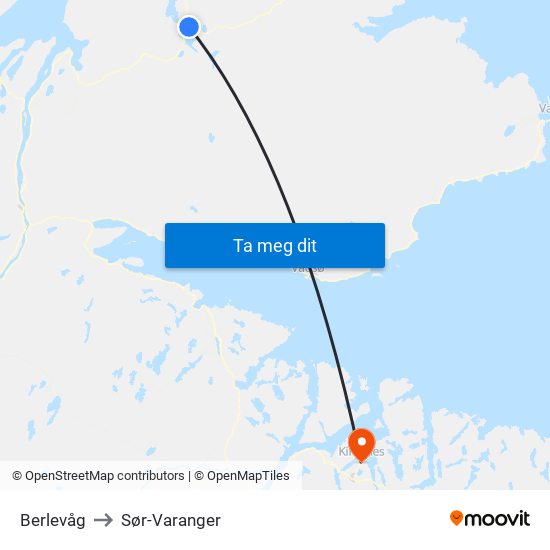 Berlevåg to Sør-Varanger map