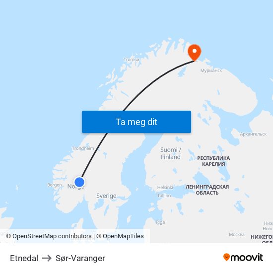 Etnedal to Sør-Varanger map