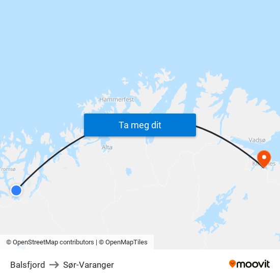 Balsfjord to Sør-Varanger map