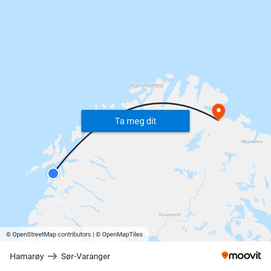 Hamarøy to Sør-Varanger map