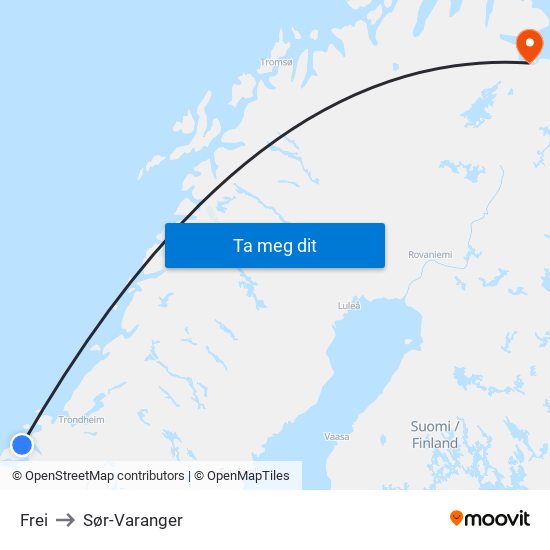 Frei to Sør-Varanger map