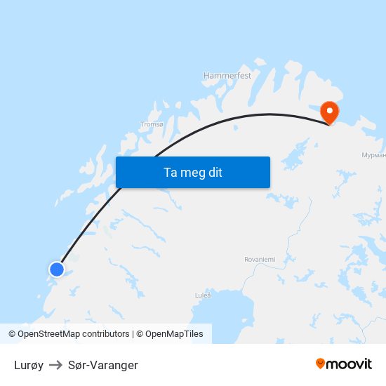 Lurøy to Sør-Varanger map