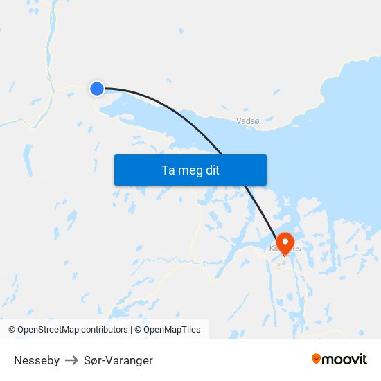 Nesseby to Sør-Varanger map