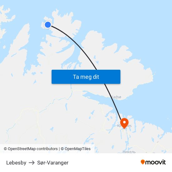 Lebesby to Sør-Varanger map