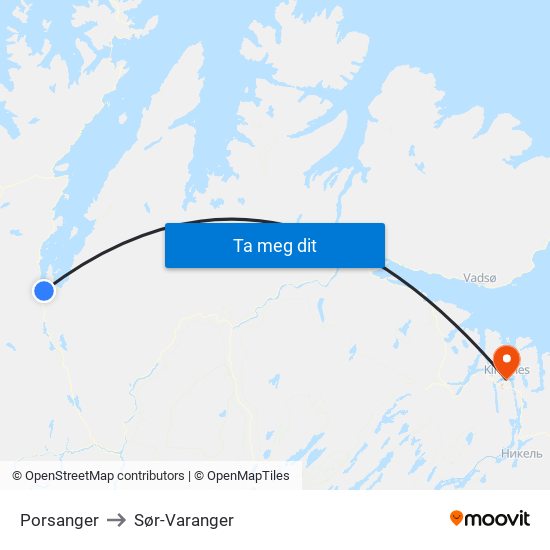 Porsanger to Sør-Varanger map