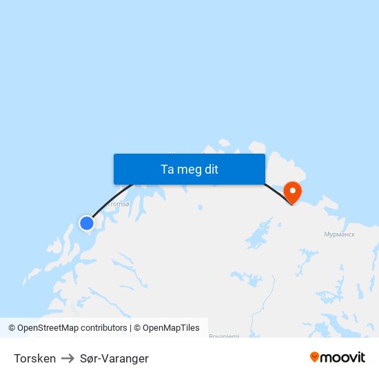 Torsken to Sør-Varanger map