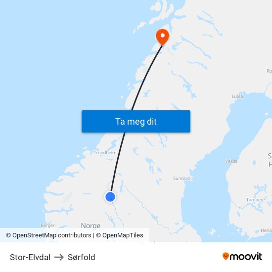 Stor-Elvdal to Sørfold map