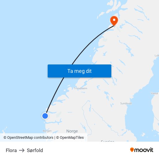 Flora to Sørfold map