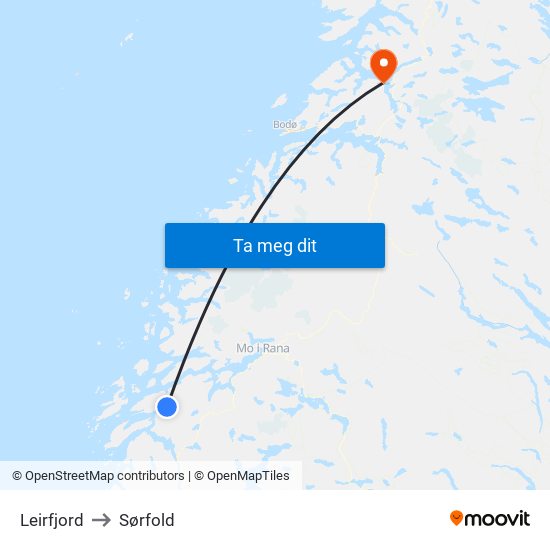 Leirfjord to Sørfold map