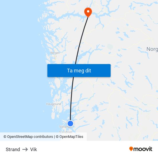 Strand to Vik map