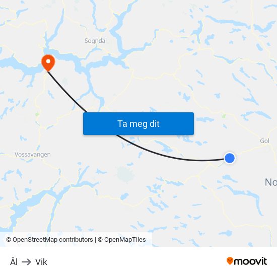 Ål to Vik map