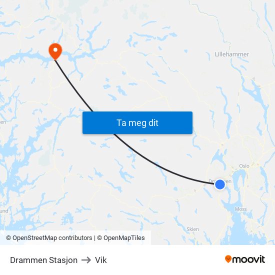 Drammen Stasjon to Vik map