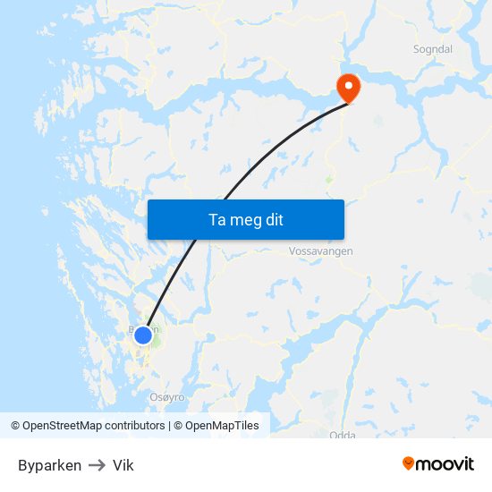 Byparken to Vik map