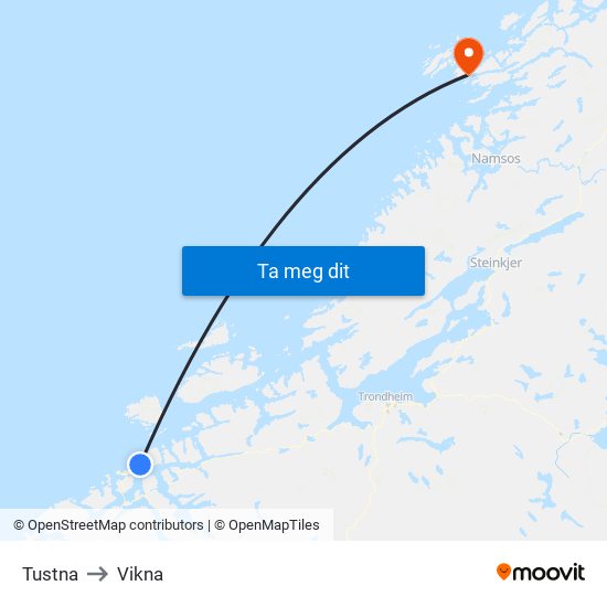 Tustna to Vikna map