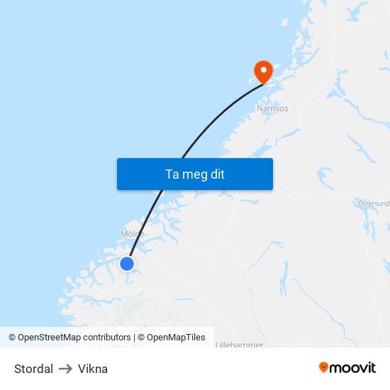 Stordal to Vikna map