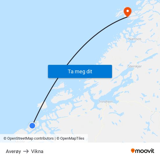 Averøy to Vikna map