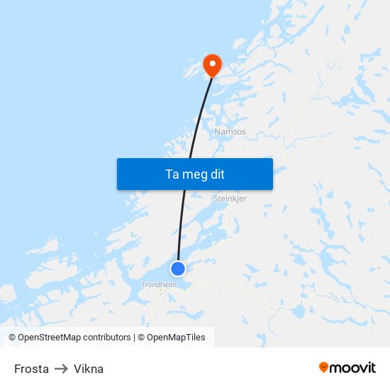 Frosta to Vikna map