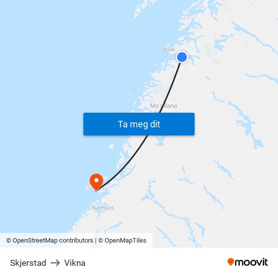 Skjerstad to Vikna map