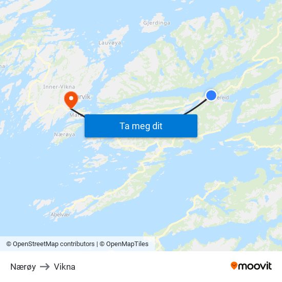 Nærøy to Vikna map
