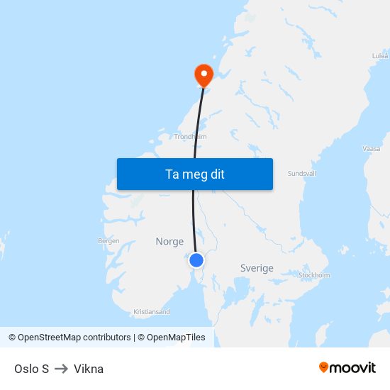 Oslo S to Vikna map