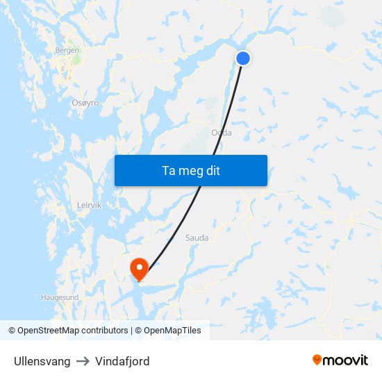 Ullensvang to Vindafjord map