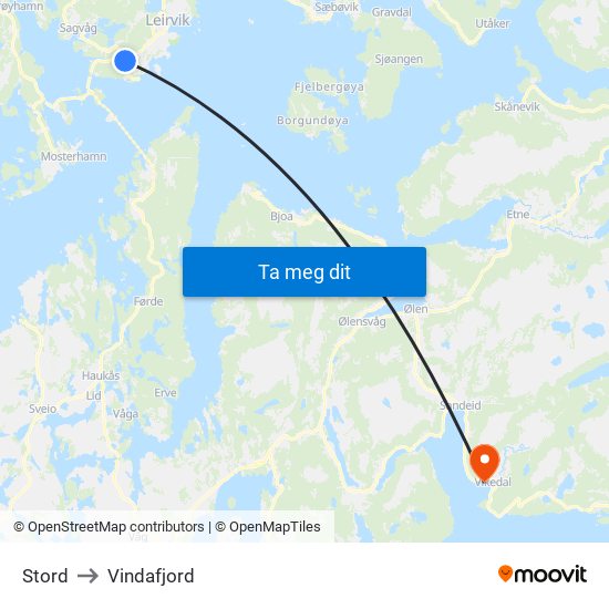 Stord to Vindafjord map