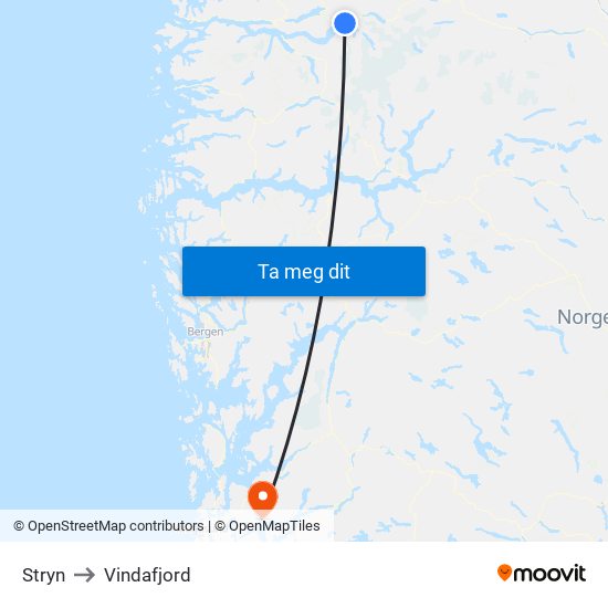 Stryn to Vindafjord map