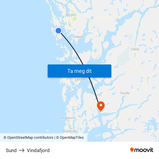 Sund to Vindafjord map