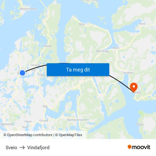 Sveio to Vindafjord map