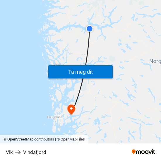 Vik to Vindafjord map