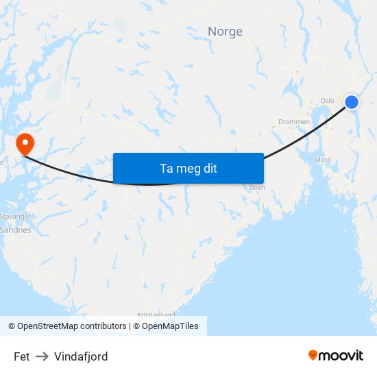 Fet to Vindafjord map