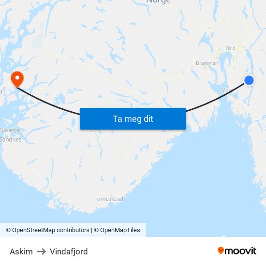 Askim to Vindafjord map