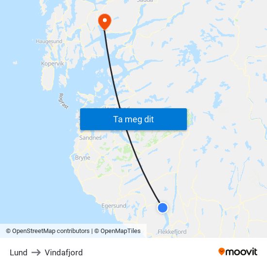 Lund to Vindafjord map