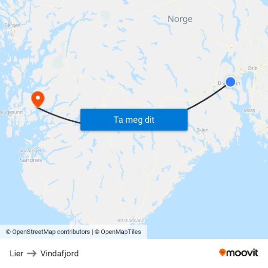 Lier to Vindafjord map