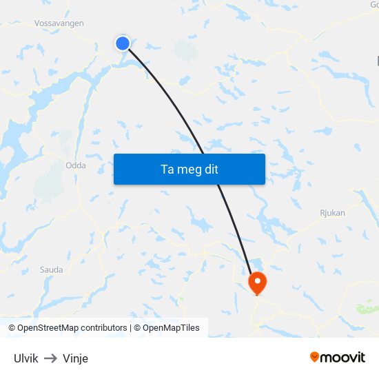 Ulvik to Vinje map