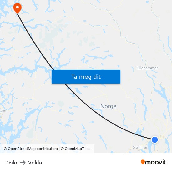 Oslo to Volda map