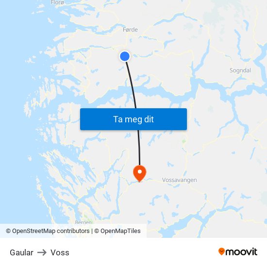 Gaular to Voss map