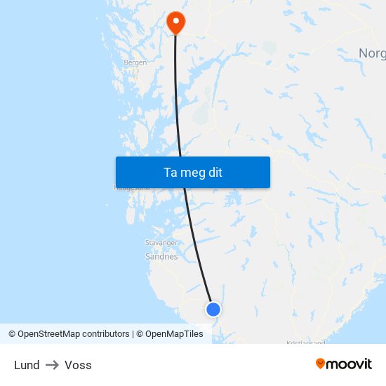 Lund to Voss map