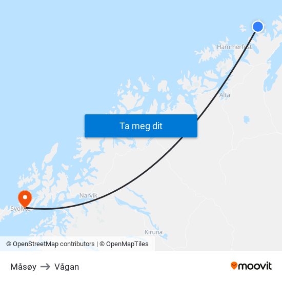 Måsøy to Vågan map