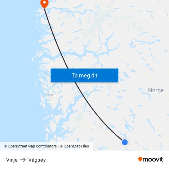 Vinje to Vågsøy map