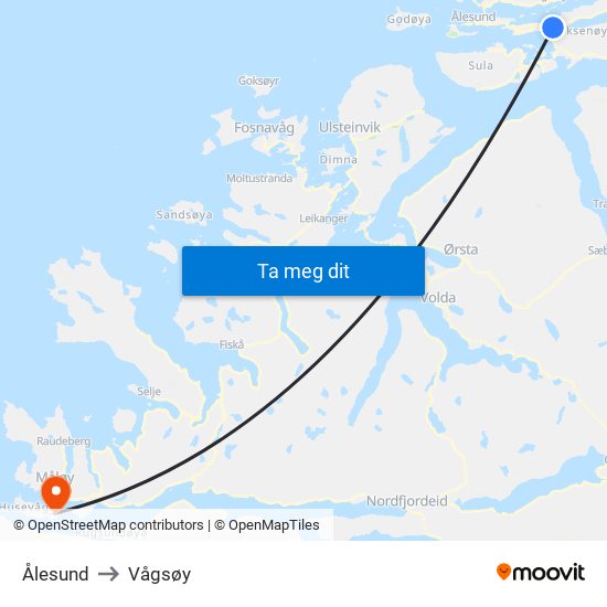 Ålesund to Vågsøy map