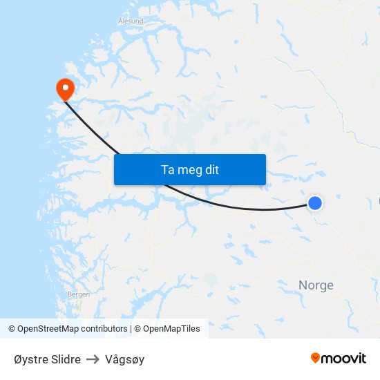 Øystre Slidre to Vågsøy map