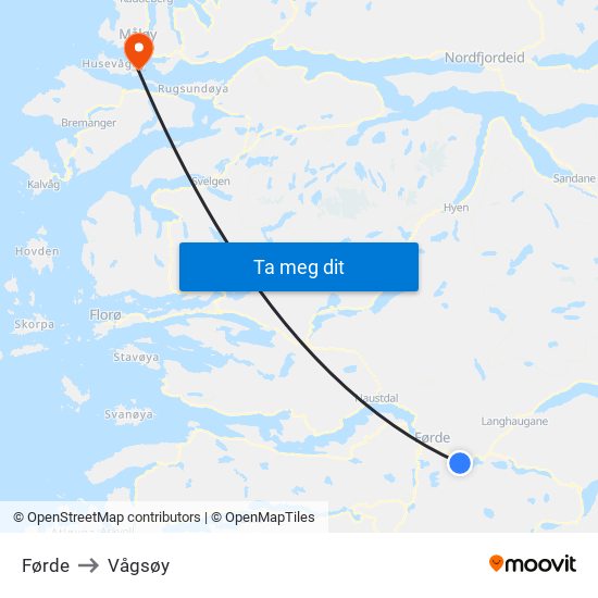 Førde to Vågsøy map