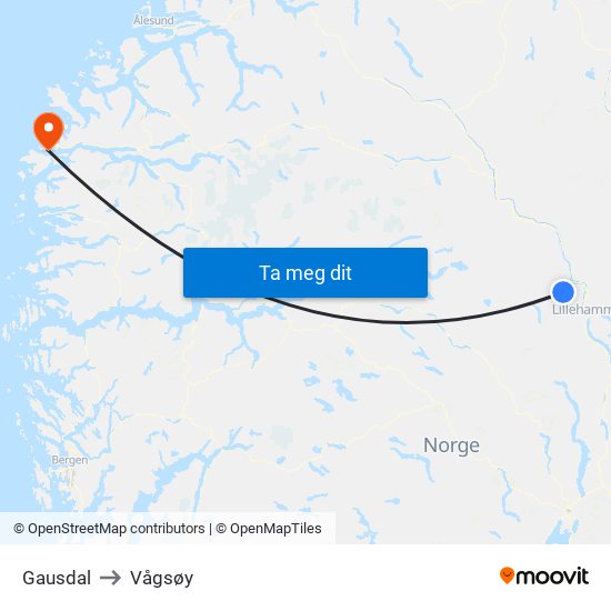 Gausdal to Vågsøy map