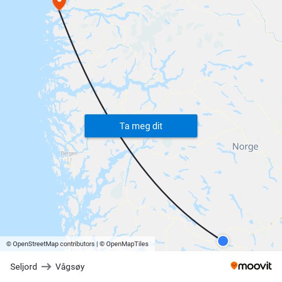 Seljord to Vågsøy map