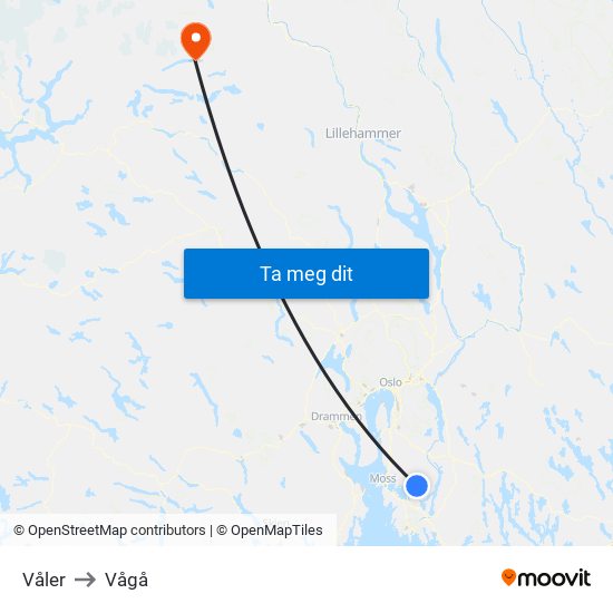 Våler to Vågå map