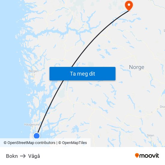 Bokn to Vågå map